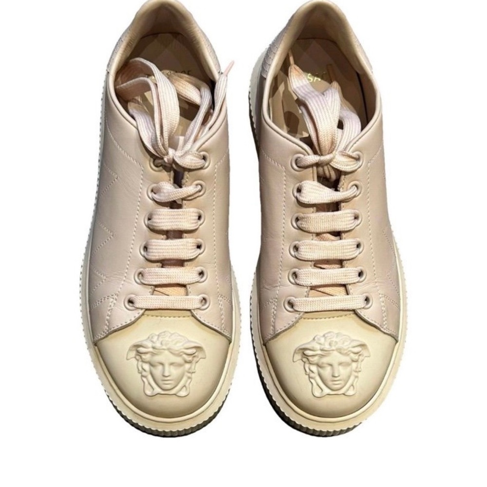 Authentic Versace La Medusa Womens Calfskin Tennis Shoes US 7 EU 37